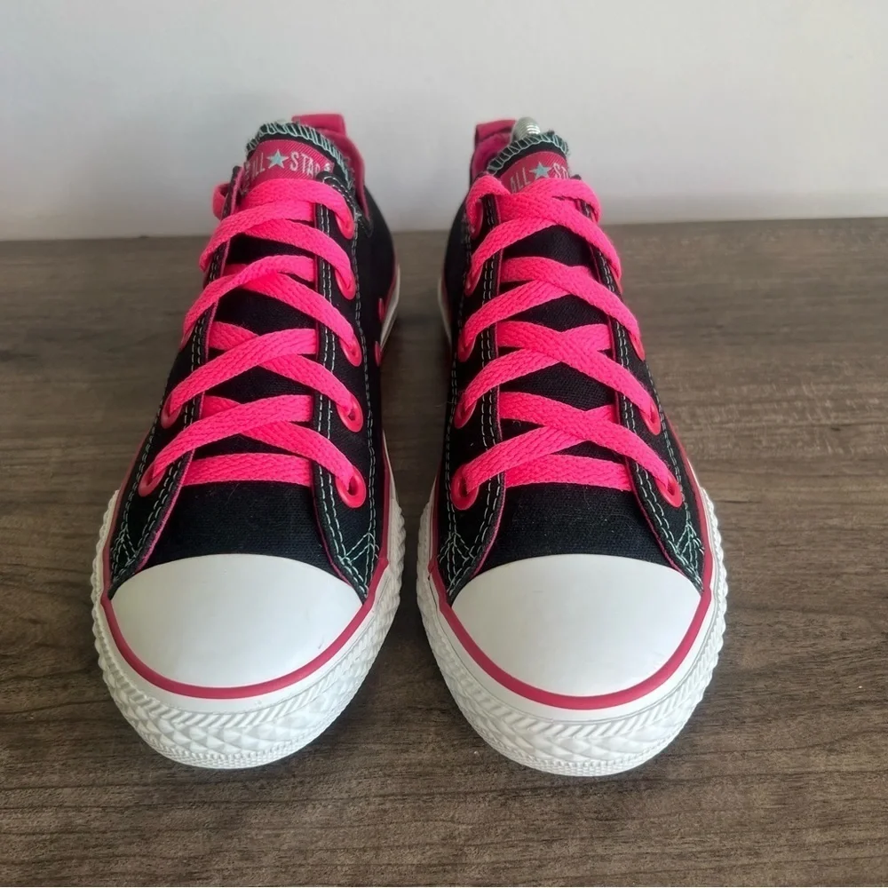 Converse Junior All Star Ox Black Hot Pink Shoe Size 4 #428